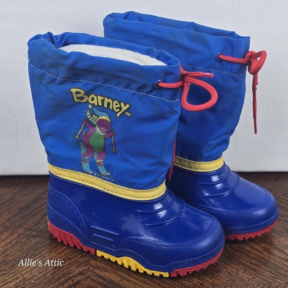 Barney The Dinosaur Boots Kids Toddler 5 Snow Rain Play Blue Insulated Rubber